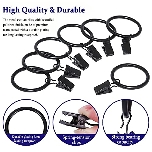 Lansian 72 Pack Curtain Rings with Clips Hooks 1.26 inch Rustproof Matte Metal Stainless Steel Drapery Rings for Tension Rod Bracket Eyelets Decorative Hangers, Vintage Black (1.26" Interior Diameter) - Image 4