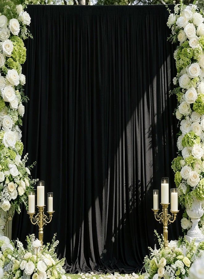 Sugargirl 10x10FT Black Backdrop Curtains Polyester Photo Backdrop Drapes Curtains 2 Panels with Rod Pockets for Party Birthday Wedding Photography Home Decoration - Image 2