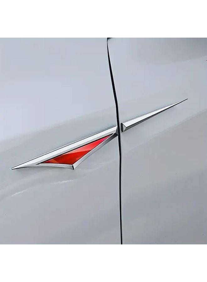 Stainless Steel Car Side Panel Logo 1 Pair Silvery Blue Modified Wings - Image 3