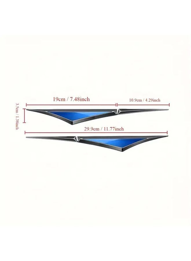 Stainless Steel Car Side Panel Logo 1 Pair Silvery Blue Modified Wings - Image 2