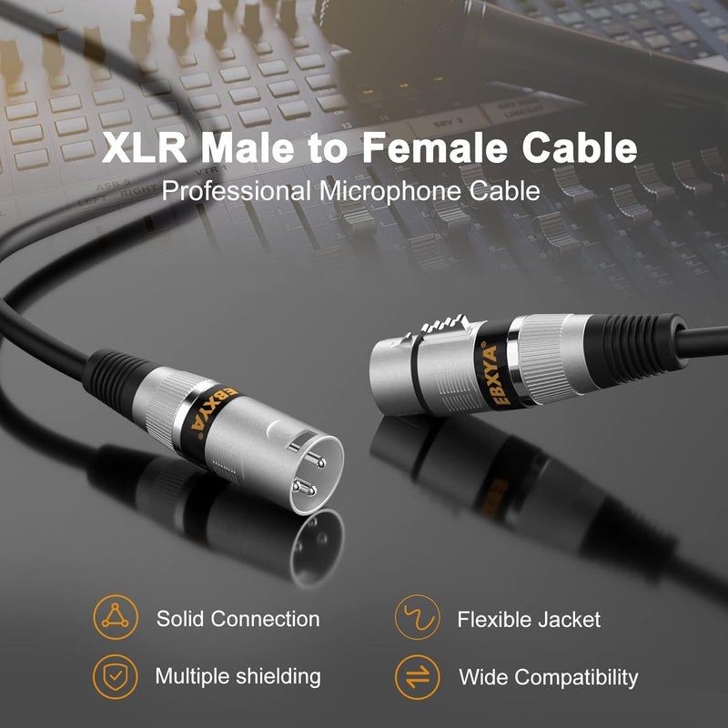 EBXYA XLR Cable Microphone Cable 15M Balanced Male to Female XLR Patch Cables for PA System, Studio Recorder, Amplifier, Mixer - Image 5