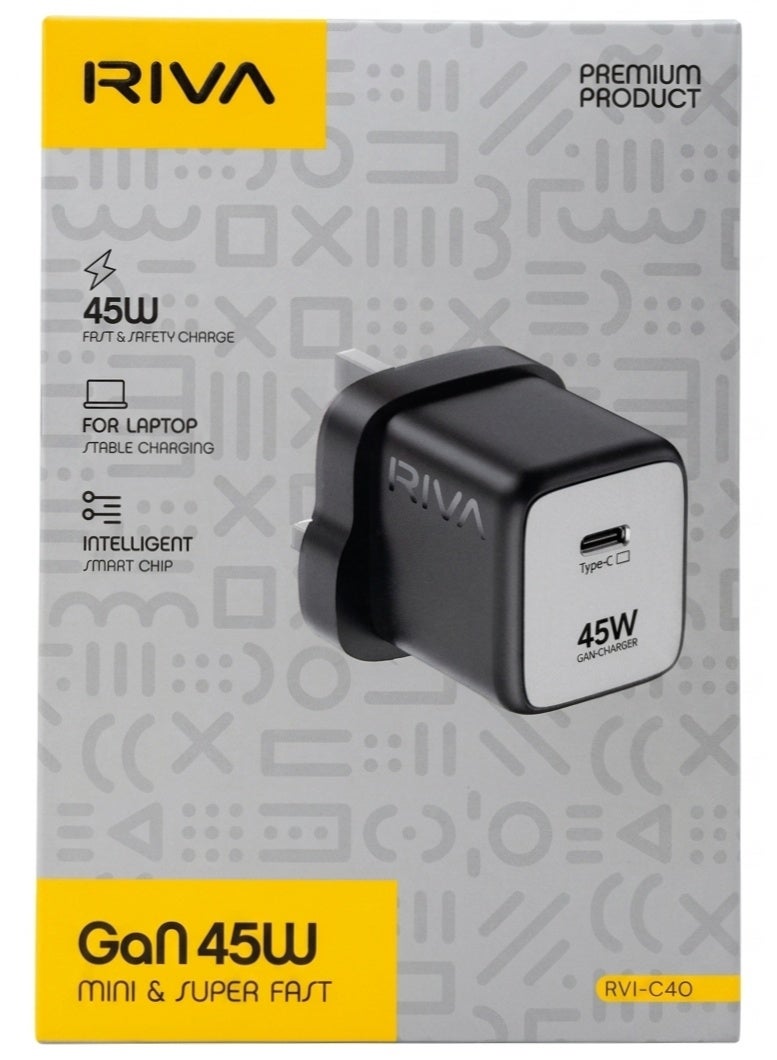 RIVA  45W GaN Wall Charger, RV-C40 - Image 1