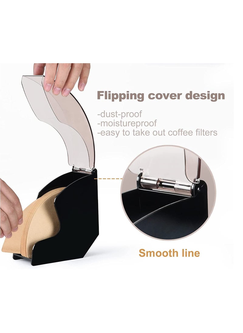 EqiEch - Hand-Drip Coffee Filter Holder With Dust-Proof Cover,Coffee Filter Box Suit For #01,#02 And V60 Filter Paper Size,Pour Over Coffee Filter Paper Storage Box,V60 Filter Paper Rack Holder Stand - Image 1