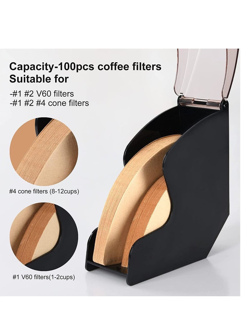 EqiEch - Hand-Drip Coffee Filter Holder With Dust-Proof Cover,Coffee Filter Box Suit For #01,#02 And V60 Filter Paper Size,Pour Over Coffee Filter Paper Storage Box,V60 Filter Paper Rack Holder Stand - Image 1