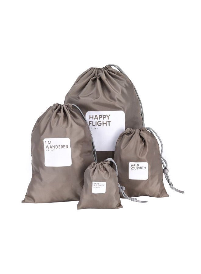 NIBEMINENT 4-Piece Waterproof Shoe Storage Bag Coffee/White  - Image 1