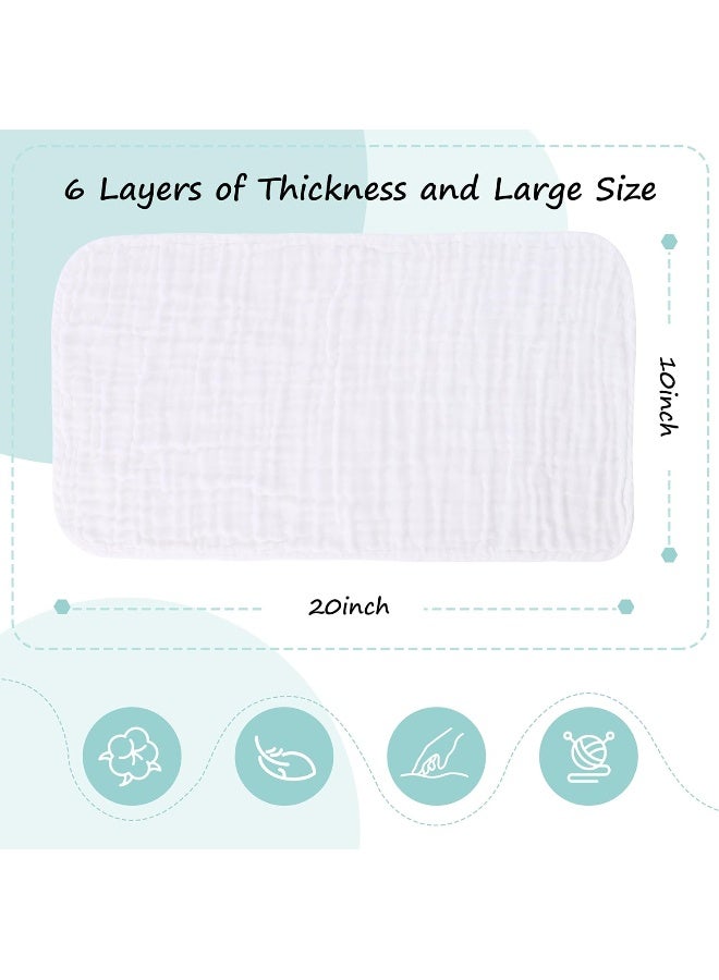 HIPHOP PANDA HIPHOP PANDA 10 Pack 6-Layers Muslin Burp Cloths Large - Durable 100% Cotton - Baby Essentials Extra Absorbent and Soft Boys & Girls Rags for Newborn Registry (White, 20" X10")  - Image 2