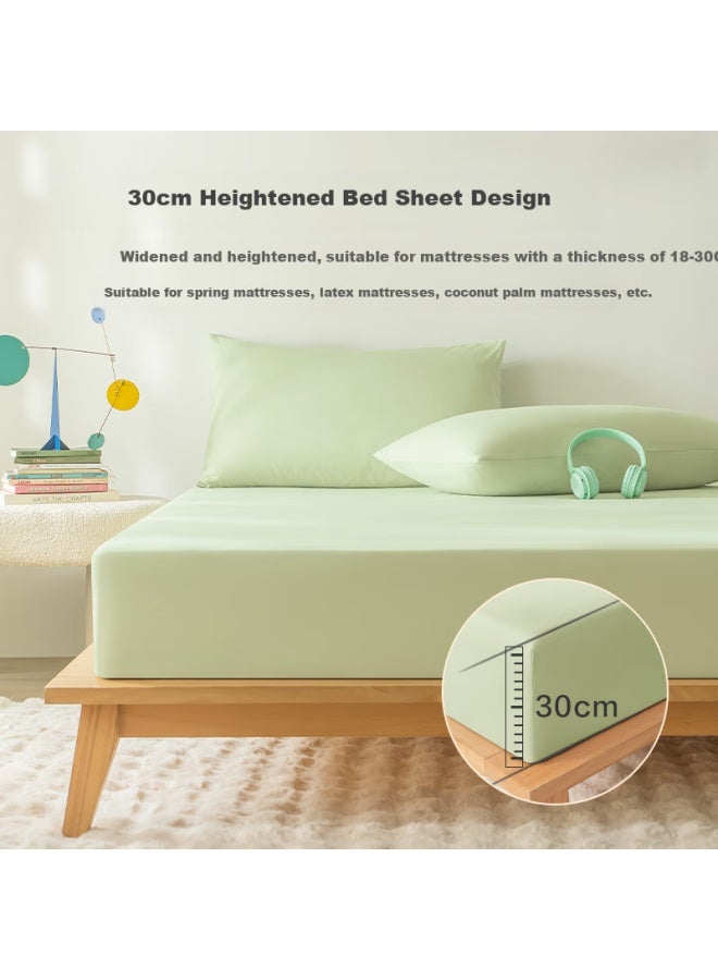 Home Small Research Bed Sheet 100g Thickened Flannel Winter Type A Bed Cover Mattress Protector 1.8m Bed Sprout Green - Image 5
