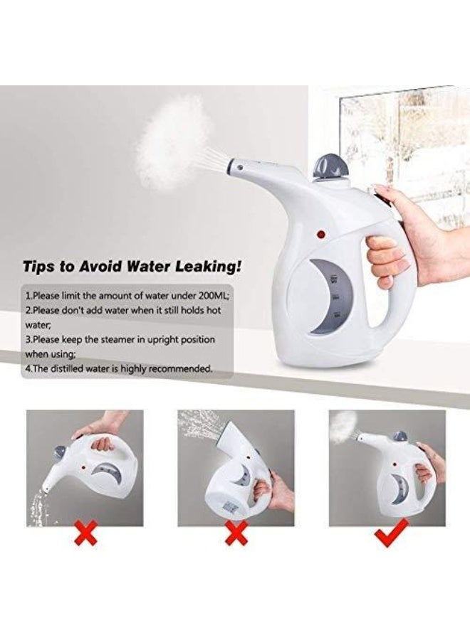 4-in-1 Handheld Garment & Facial Steamer - 800W Portable Clothes Steamer & Skin Humidifier - 300ml Water Tank with 2 min Fast Heat-Up - Professional Wrinkle Remover & Sterilizer for Home & Travel (White/Pink) - Image 2