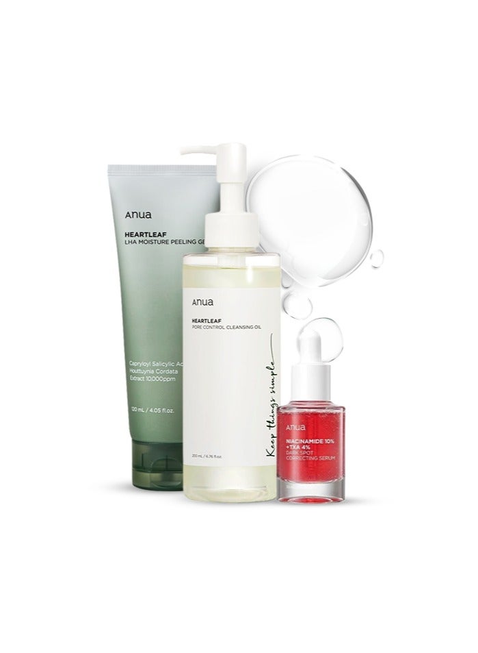 Anua Heartleaf Lha Moisture Peeling Gel 120ml + Anua Heartleaf Pore Control Cleansing Oil + Anua 10% Niacinamide+ 4% Tranexamic Acid Serum 440ml - Image 1