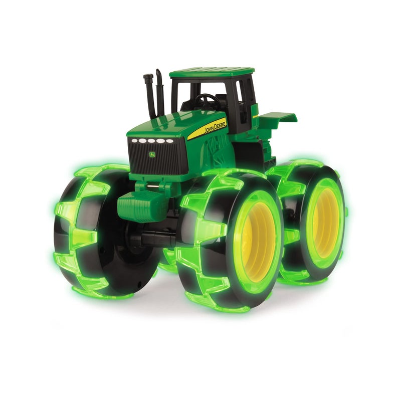 John Deere TOMY Monster Treads Lightning Wheels - John Deere Tractor - Motion Activated Light Up Monster Truck Toy - John Deere Tractor Toys with Monster Truck Tires - Ages 3 Years and Up - Image 1