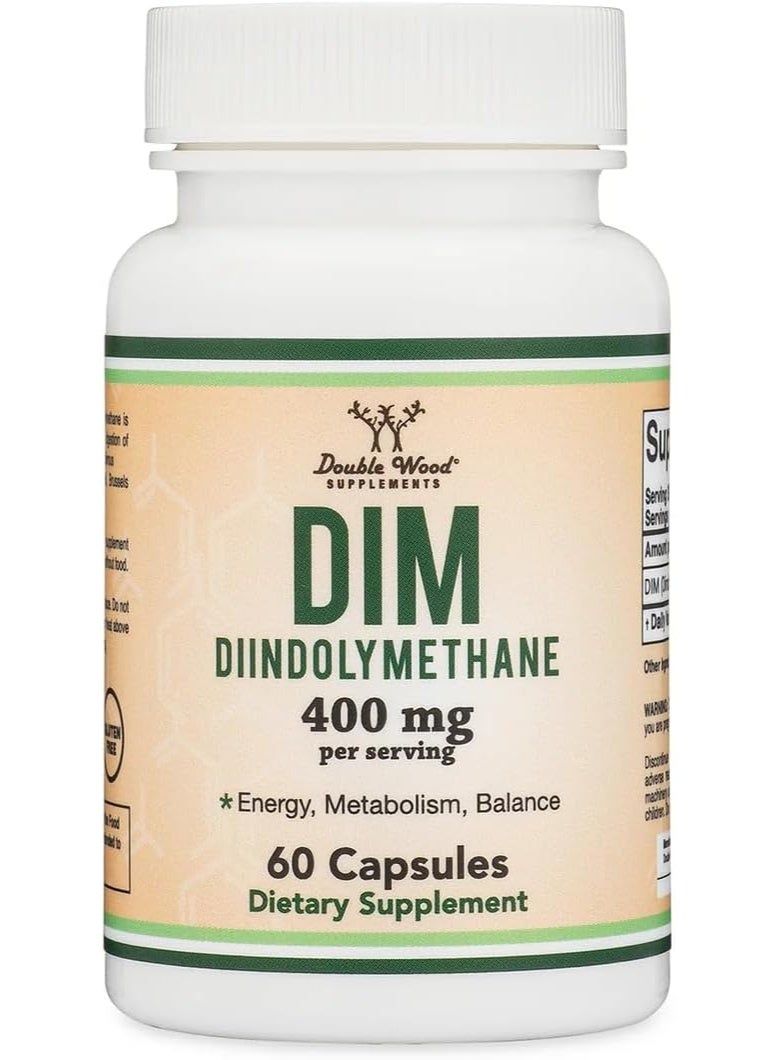 DIM Supplement 200mg for Women and Men (Diindolylmethane Estrogen Blocking Supplement, Hormonal Acne Treatment, Hormone Balance for Women), 60 Capsules by Double Wood - Image 1