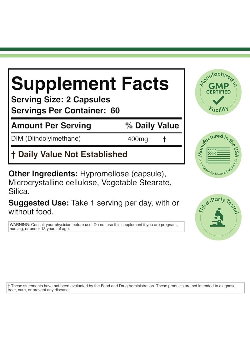DIM Supplement 200mg for Women and Men (Diindolylmethane Estrogen Blocking Supplement, Hormonal Acne Treatment, Hormone Balance for Women), 60 Capsules by Double Wood - Image 3