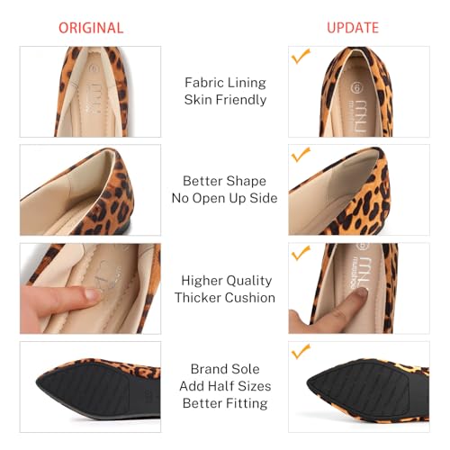 MUSSHOE Flat Shoes Women Pointed Toe Comfortable Women's Flats, Leopard Suede 8 - Image 5