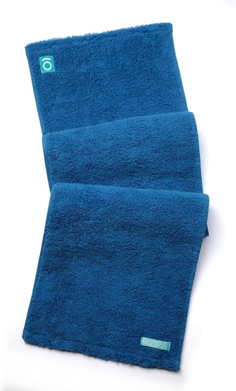 FACESOFT Eco Friendly Gym Towel Accessories for Working Out - Soft & Absorbent Cotton Exercise Towel - No Synthetic Microfibers or Plastics - Sweat Towel for Gym, Fitness, Sports, Yoga - Blue - 1 Pc - Image 1