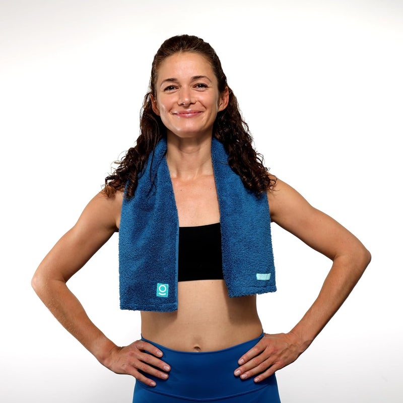 FACESOFT Eco Friendly Gym Towel Accessories for Working Out - Soft & Absorbent Cotton Exercise Towel - No Synthetic Microfibers or Plastics - Sweat Towel for Gym, Fitness, Sports, Yoga - Blue - 1 Pc - Image 5