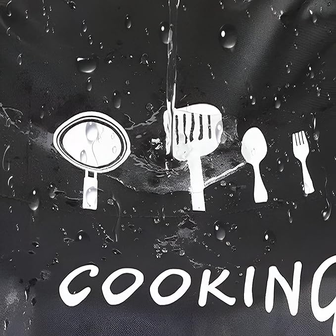 مريلة طبخ للجنسين - مريلة مطبخ مقاومة للماء والزيت مع ميزة المسح اليدوي، تصميم عصري، جيب كبير، حجم قابل للتعديل للراحة والراحة في المطبخ - Image 3