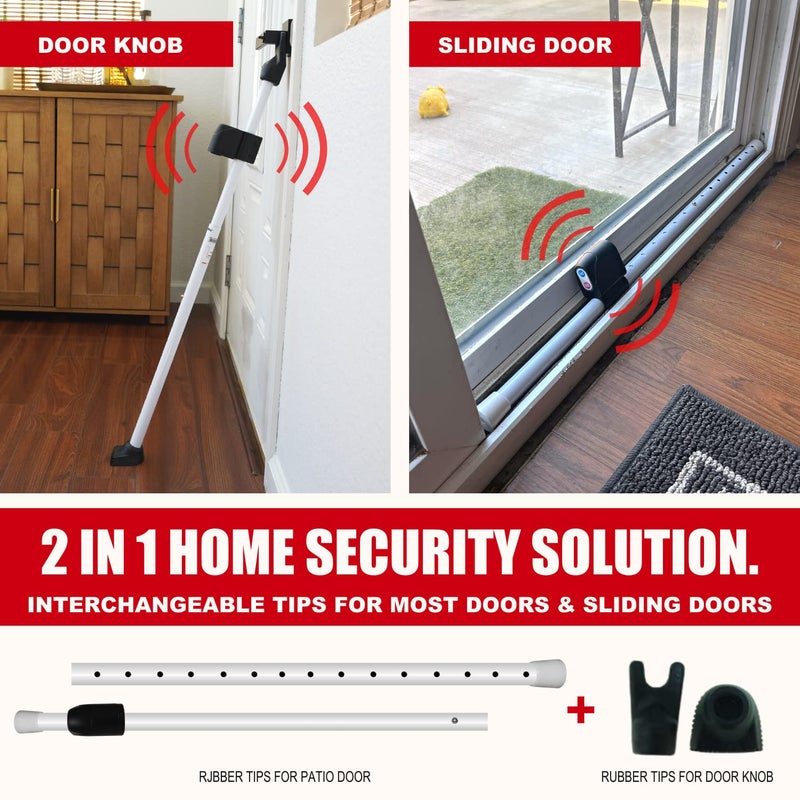 Securityman Door Security Bar with Alarm | Sliding Door Security | Door Stopper (120 dB Extra Loud Alarm) Enjoy Peace of Mind with Durable, Heavy Duty Door Jammer Door Stop Alarm Stick Inside - Image 2