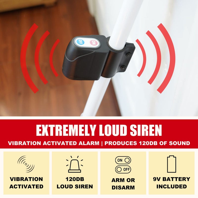 Securityman Door Security Bar with Alarm | Sliding Door Security | Door Stopper (120 dB Extra Loud Alarm) Enjoy Peace of Mind with Durable, Heavy Duty Door Jammer Door Stop Alarm Stick Inside - Image 3