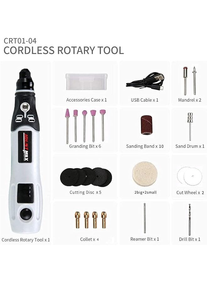 Cordless Rotary Tool Mini Electric Grinder Multi Tool Set 4.2V Lithium Ion Wireless Engraving Machine With 3 Variable Speed Settings Diy Manual Engraving Polishing Punching Cutting Rust Removal