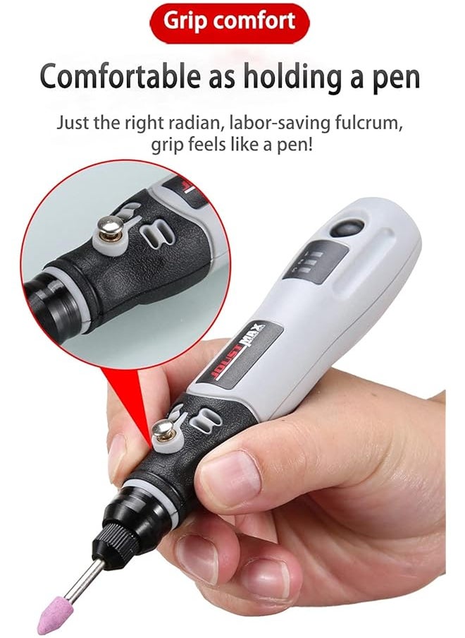 Cordless Rotary Tool Mini Electric Grinder Multi Tool Set 4.2V Lithium Ion Wireless Engraving Machine With 3 Variable Speed Settings Diy Manual Engraving Polishing Punching Cutting Rust Removal