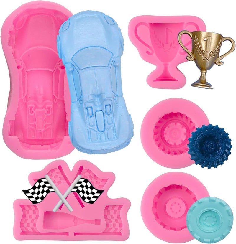 FMOACEN Race Car Silicone Molds - 3D Round Tire Fondant Mold, Truck Wheel Shape, Cake Decorating, Chocolate, DIY Polymer Clay, Gummy, Crafting Projects, Cupcake Topper Decor - Image 1