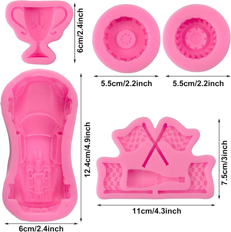 FMOACEN Race Car Silicone Molds - 3D Round Tire Fondant Mold, Truck Wheel Shape, Cake Decorating, Chocolate, DIY Polymer Clay, Gummy, Crafting Projects, Cupcake Topper Decor - Image 2