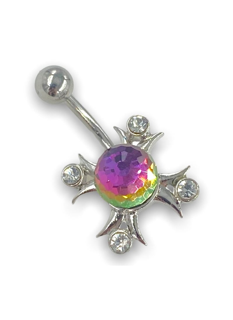 X8 BODY HARDWARE - 14G Surgical Stainless Steel 316L Navel X Rainbow Made in USA - Image 1