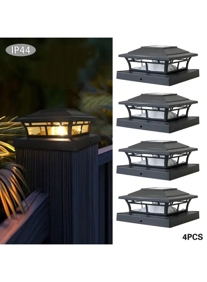 أضواء سطح الشمس الدافئة 4 قطع، مصابيح ليد مدمجة من الأبس، إضاءة خارجية - Image 1