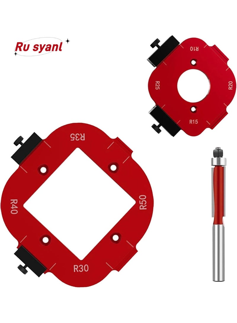 Ru syanl Router Corner Radius Template Set R10–R50 – Red Aluminum Round Corner Jig with Guide Pin for Woodworking, Cabinet Edges & Router Templates - Image 1