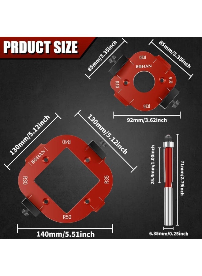 Ru syanl Router Corner Radius Template Set R10–R50 – Red Aluminum Round Corner Jig with Guide Pin for Woodworking, Cabinet Edges & Router Templates - Image 3