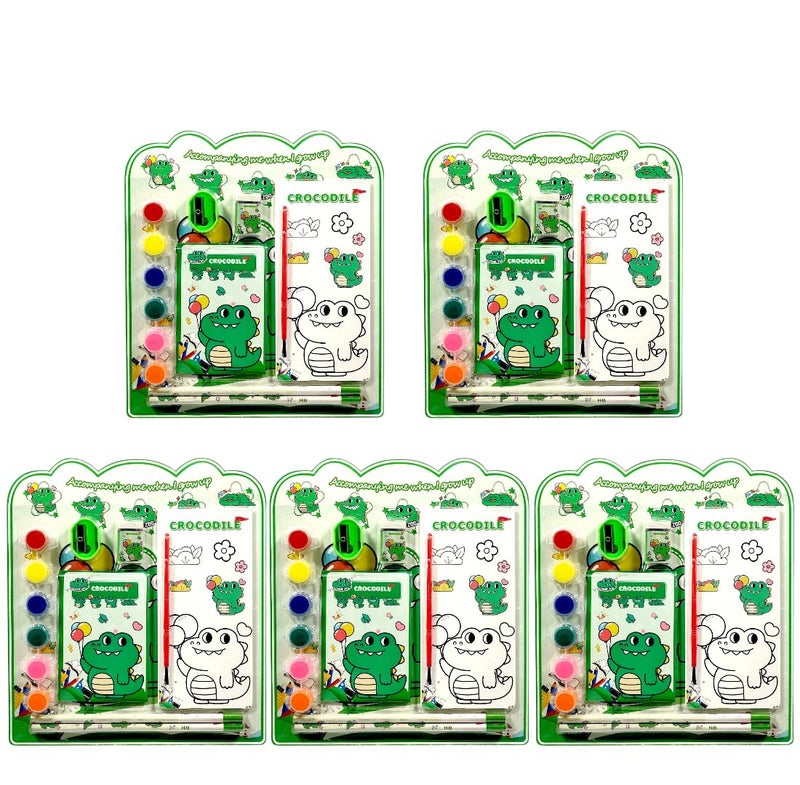 Tresneria Kids Art & Stationery Set with Watercolors, Sketch Pad, Notebook, Pencils, Sharpener & Eraser (Crocodile, 3) - Image 1