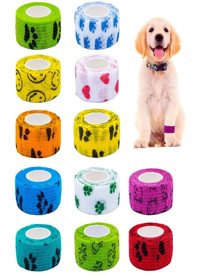 Massmot Dog Bandages for Walk, Vet Tape Wrap, Self Adhesive Bandage Wrap, Non-Woven First Aid Tape for Person Dogs Horses Cat and Other Animal Ankle Sprains & Swelling (Pack of 12, 2.5cmX4.5mtr) - Image 1