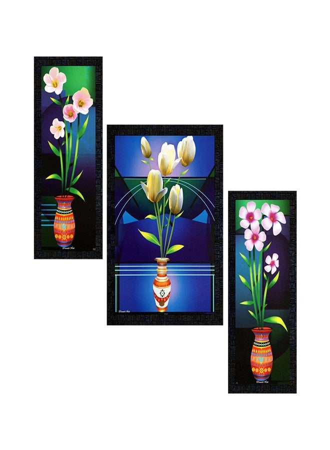 PNF Poster And Frames Floral Framed Wall Painting | Living Room, Bedroom | Home Decoration | Best Gifting Option | Set Of 3 (22x14inch Multicolour,Synthetic) 251 - Image 1