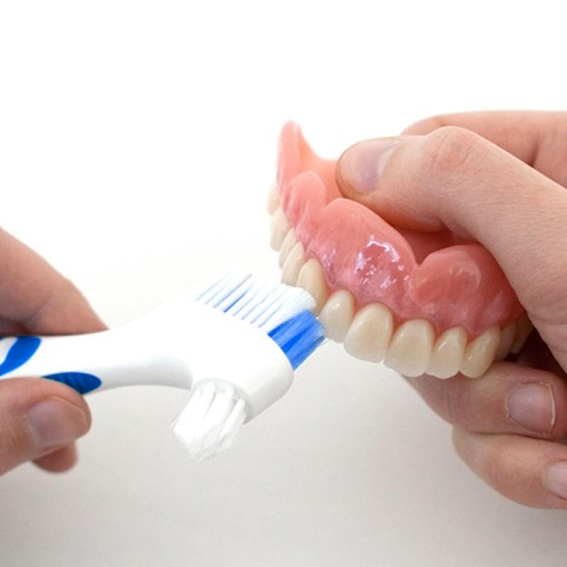 Ceonam Denture Brush, 2 Pcs False Teeth Toothbrush with White Carrying Case, Multi-Tiered Bristles with Comfort Grip Handle for Effective Denture Cleaning - Image 5