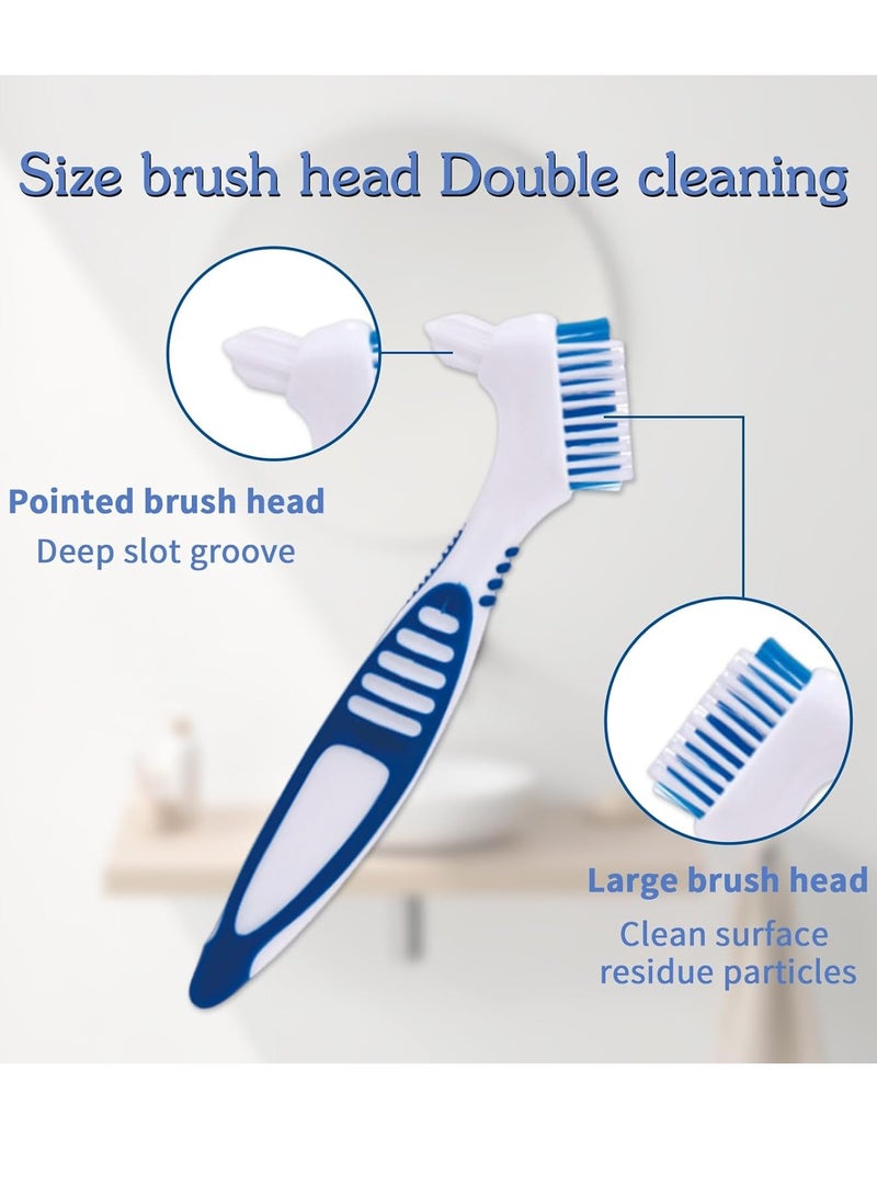 Ceonam Denture Brush, 2 Pcs False Teeth Toothbrush with White Carrying Case, Multi-Tiered Bristles with Comfort Grip Handle for Effective Denture Cleaning - Image 3