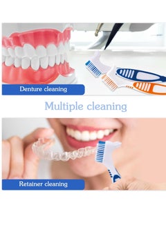 Ceonam Denture Brush, 2 Pcs False Teeth Toothbrush with White Carrying Case, Multi-Tiered Bristles with Comfort Grip Handle for Effective Denture Cleaning  - Image 4