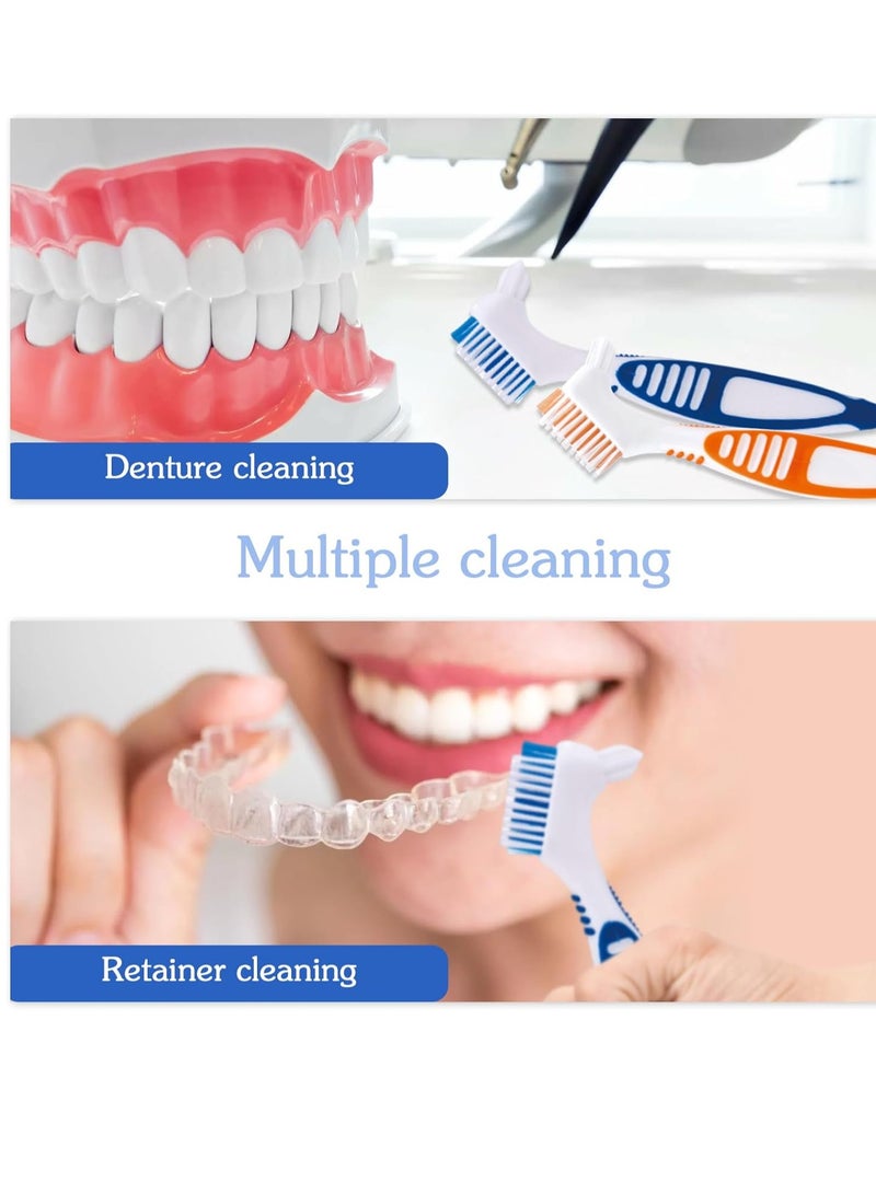 Ceonam Denture Brush, 2 Pcs False Teeth Toothbrush with White Carrying Case, Multi-Tiered Bristles with Comfort Grip Handle for Effective Denture Cleaning - Image 4