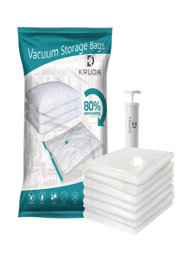 KRUDA Ultra-Durable Vacuum Storage Bags Pack of 5 Space Saver for Clothes and More- Airtight, Reusable Compression Bags with Double-Zip Seal, Free Pump - Image 1