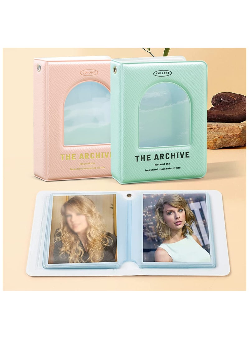 SYOSI Photocard Binder, 3 Inch Mini Photo Album with 40 Pockets, Cute Kpop Mini Photo Album, Photocard Holder Hollow Photo Cards Binder Small Storage Albums for Photos Pictures Collection (Pink, Green) - Image 2