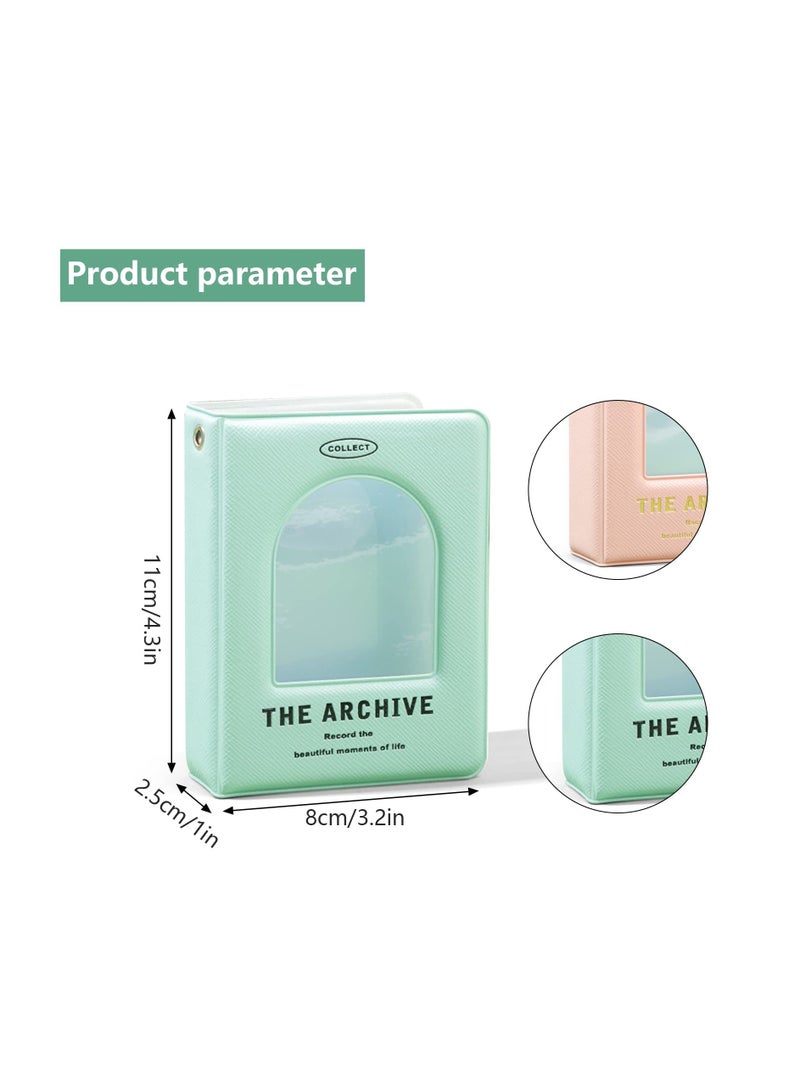 SYOSI Photocard Binder, 3 Inch Mini Photo Album with 40 Pockets, Cute Kpop Mini Photo Album, Photocard Holder Hollow Photo Cards Binder Small Storage Albums for Photos Pictures Collection (Pink, Green) - Image 3