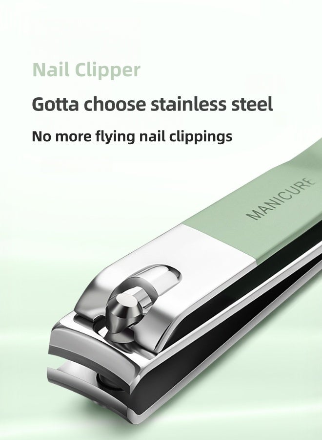 ​ازالة الجلد الميت حول الاظافر شنطة مقص اظافر مقص اظافر باللون الأخضر الفاتح 18 قطعة - Image 2