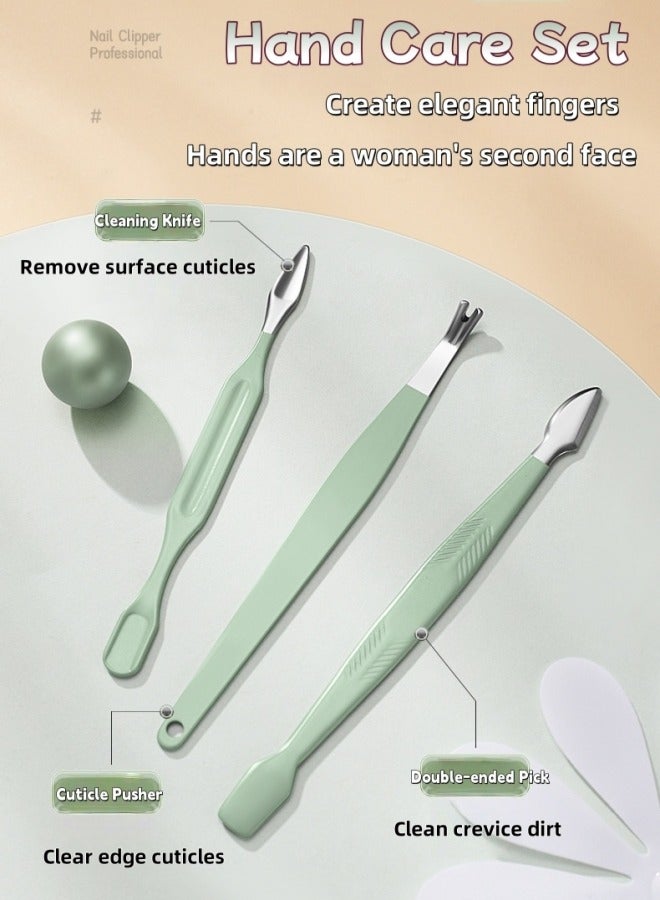 ​ازالة الجلد الميت حول الاظافر شنطة مقص اظافر مقص اظافر باللون الأخضر الفاتح 18 قطعة - Image 4