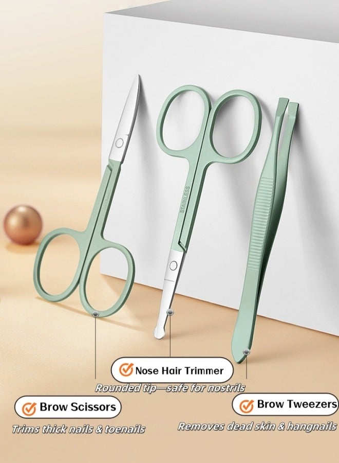 ​ازالة الجلد الميت حول الاظافر شنطة مقص اظافر مقص اظافر باللون الأخضر الفاتح 18 قطعة - Image 5