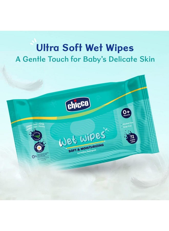 Chicco Soft And Moisturising Baby Wet Wipes,72 Pieces/Pack (Pack Of 3) Resealable Sticker Pack|Baby Wipes For Nappy,Face And Hands|Dermatologically Tested|No Phenoxyethanol,Parabens Or Alcohol,White  - Image 3
