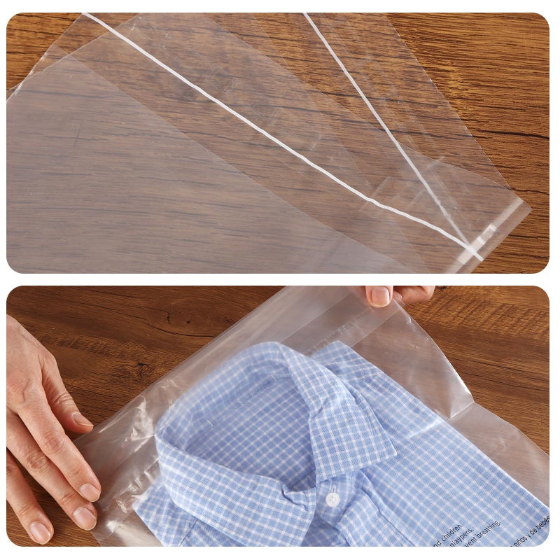 iMailer - 100 Count - 10" x 13" Clear Poly Bags with Suffocation Warning Bags for Prints, Photos, Documents, Clothing, T-Shirt - Resealable Adhesive - Image 4