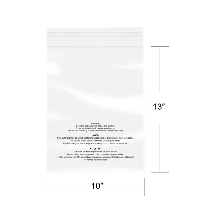iMailer - 100 Count - 10" x 13" Clear Poly Bags with Suffocation Warning Bags for Prints, Photos, Documents, Clothing, T-Shirt - Resealable Adhesive - Image 2