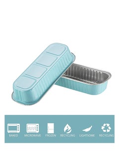 Excefore Aluminum Foil Bread Pans,50pcs 6.8oz Disposable Mini Loaf Baking Pans with Lids，Small Tins, Cups Ramekins, Dessert Bakeware Containers (Blue)  - Image 3