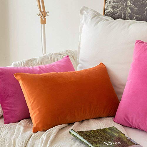 Khooti Rectangular Velvet Cushion Cover, 16x24 | Orange | Pack of 1 | Solid Plain Soft & Smooth, Decorative Cushion Covers for Living Room, Bedroom, Couches, Chairs, Sofas, Beds & Home Decor - Image 4