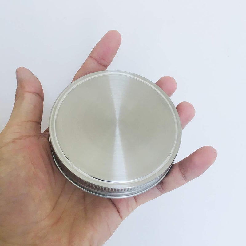 Vknic Stainless Steel Mason Jar Lids Storage Caps With Silicone Seals For Wide Mouth Mason Canning Jars Polished Surface Reusable And Leak Proof Pack Of 12 (12-Pack Wide Mouth Stainless Steel) - Image 3