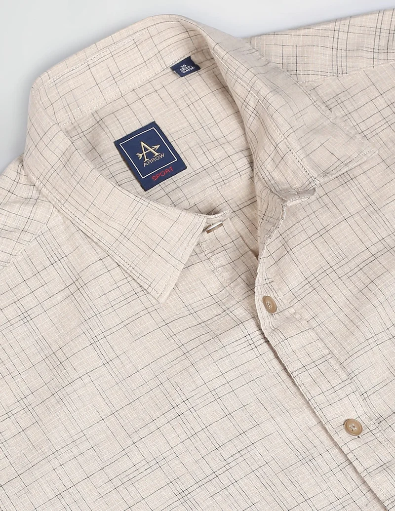 Arrow Tartan Check Cotton Casual Shirt